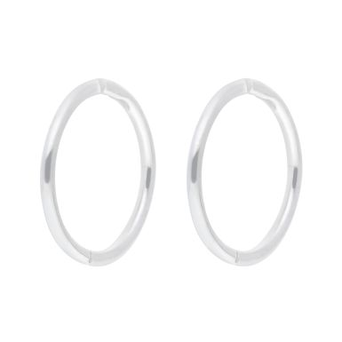 New Sterling Silver 13mm Polished Hinged Sleeper Hoop Earrings