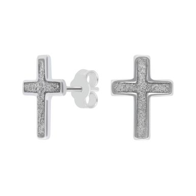 New Sterling Silver Moondust Cross Stud Earrings