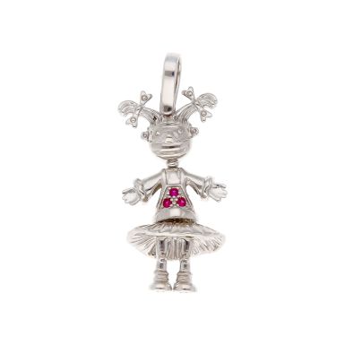 New Sterling Silver Cubic Zirconia Set Girl Pendant