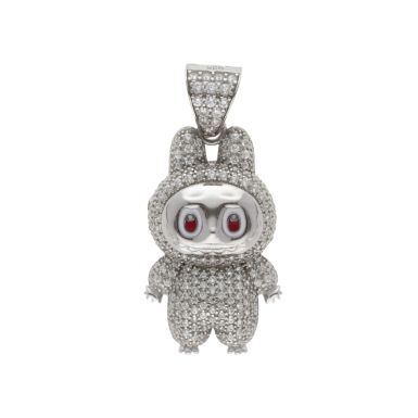New Sterling Silver Cubic Zirconia Monster Pendant