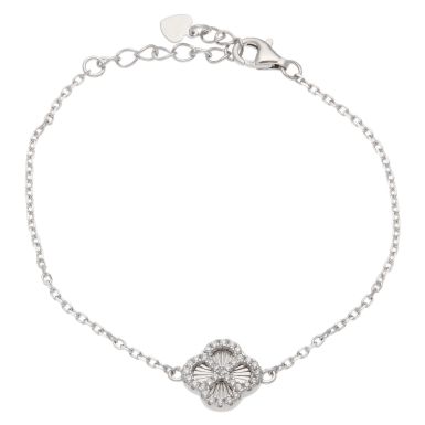 New Sterling Silver Cubic Zirconia Sunburst Petal Bracelet