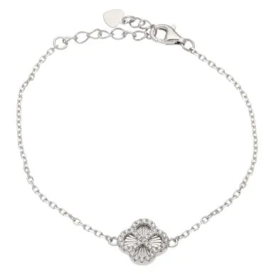 New Sterling Silver Cubic Zirconia Sunburst Petal Bracelet
