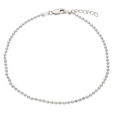 New Sterling Silver 10" Beaded Anklet