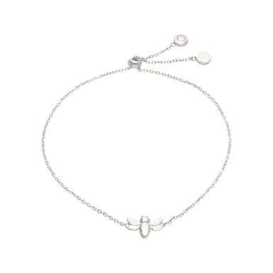 New Sterling Silver Adjustable Slider Toggle Bee Bracelet