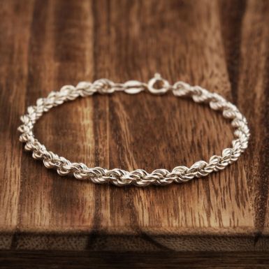 New Sterling Silver 7 Inch Hollow Rope Twist Bracelet