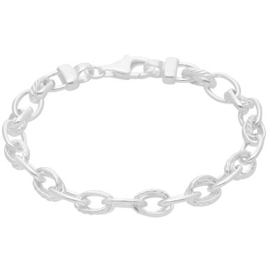 New Sterling Silver Pattern Polish Double Link Belcher Bracelet