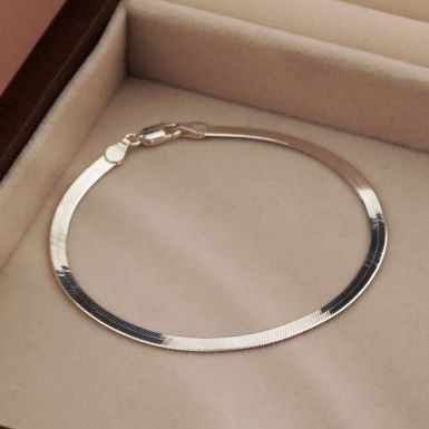 New Sterling Silver 7.5" Flat Tight Herringbone Link Bracelet
