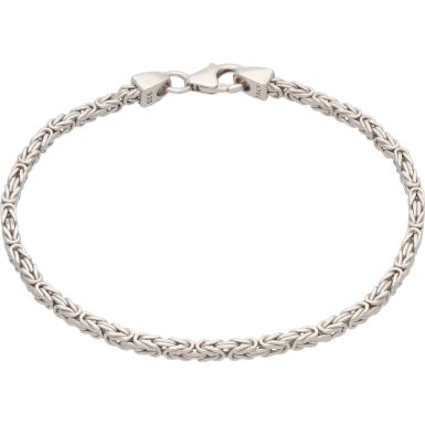 New Sterling Silver 7.5" Square Byzantine Bracelet