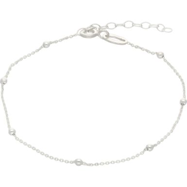 New Sterling Silver Adjustable 6.5"-75" Beaded Chain Bracelet