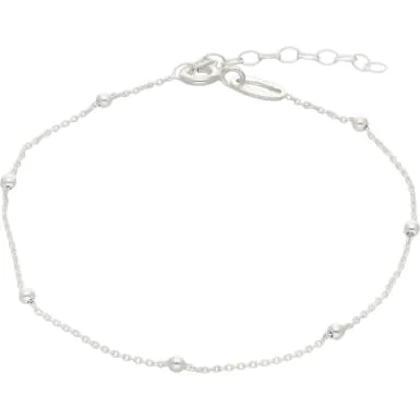 New Sterling Silver Adjustable 6.5"-75" Beaded Chain Bracelet