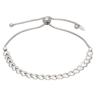New Sterling Silver Hearts Toggle Bracelet