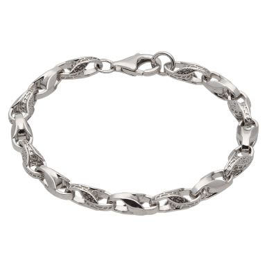 New Sterling Silver Childs Pattern & Polish Tulip Link Bracelet