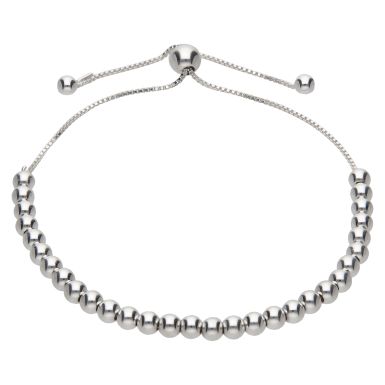 New Sterling Silver Beaded Toggle Bracelet