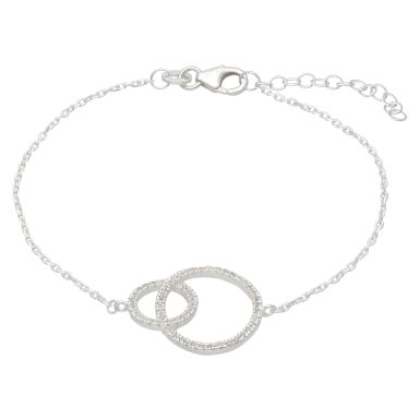 New Sterling Silver Cubic Zirconia Double Circle Bracelet
