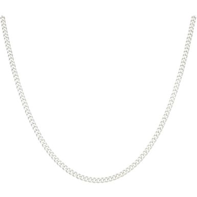 New Sterling Silver 24 Inch Close Link Flat Curb Link Necklace