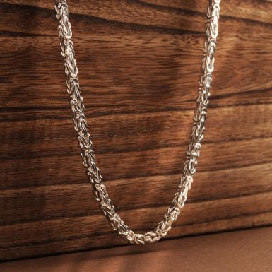 New Sterling Silver 24" Solid Byzantine Chain Necklace 2.6oz