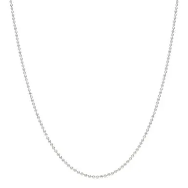 New Sterling Silver 24" Round Bead Link Chain Necklace
