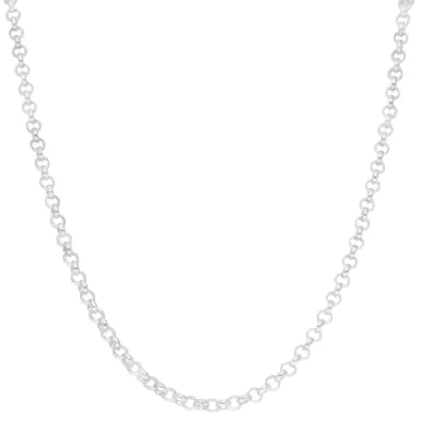 New Sterling Silver 24" Round Belcher Link Chain Necklace
