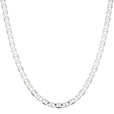 New Sterling Silver 24" Flat Anchor Link Chain Necklace