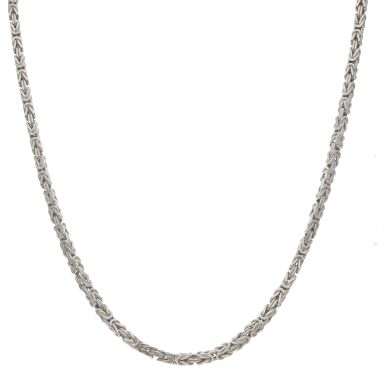 New Sterling Silver 18" Square Byzantine Link Chain Necklace