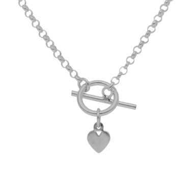 New Sterling Silver 16" Heart & T-Bar Lariat Necklace