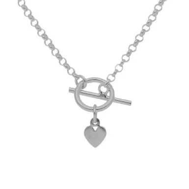 New Sterling Silver 16" Heart & T-Bar Lariat Necklace