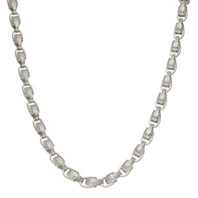 New Sterling Silver 24" Patterned Tulip Link Chain Necklace