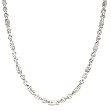 New Sterling Silver 24" Stars & Bars Link Chain Necklace