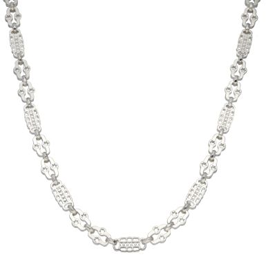 New Sterling Silver 23" Stars & Bars Link Chain Necklace