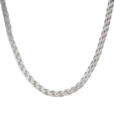New Sterling Silver 18" Woven Herringbone Necklace
