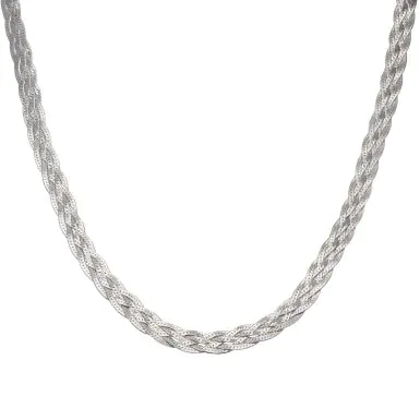 New Sterling Silver 18" Woven Herringbone Necklace