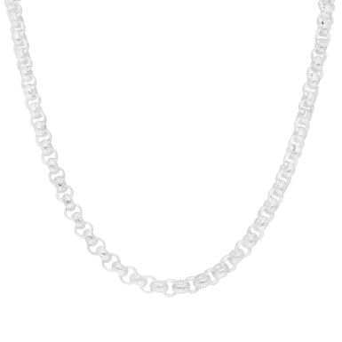 New Sterling Silver 22" Pattern & Polish Belcher Link Necklace