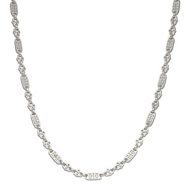 New Sterling Silver 22" Stars & Bars Link Chain Necklace