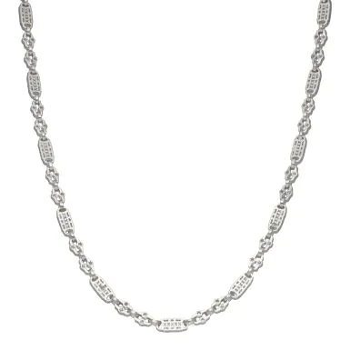 New Sterling Silver 22" Stars & Bars Link Chain Necklace