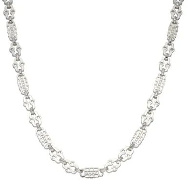 New Sterling Silver 21" Stars & Bars Link Chain Necklace