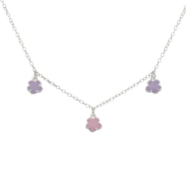 New Sterling Silver & Enamel Childs 14" Flower Necklace