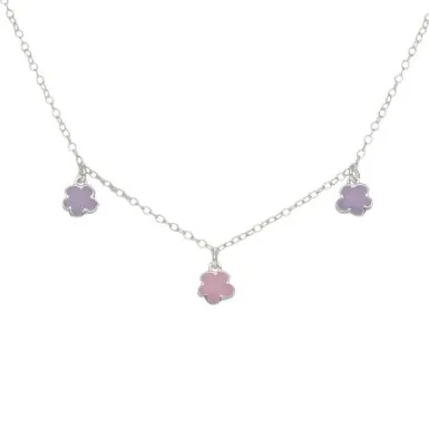 New Sterling Silver & Enamel Childs 14" Flower Necklace