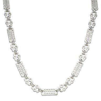 New Sterling Silver 22" Stars & Bars Link Chain Necklace
