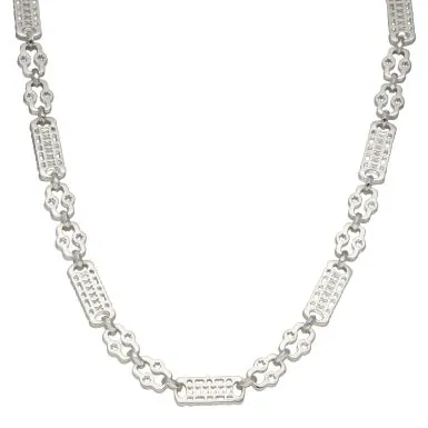 New Sterling Silver 22" Stars & Bars Link Chain Necklace