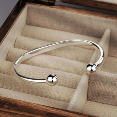 New Sterling Silver Solid Mens Torque Bangle
