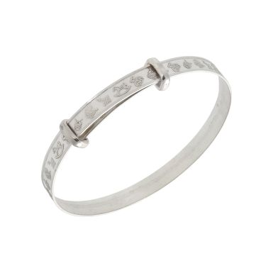 New Sterling Silver Nursery Motif Expanding Baby Bangle