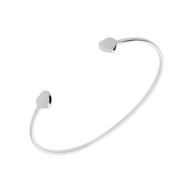 New Sterling Silver Heart Torque Bangle