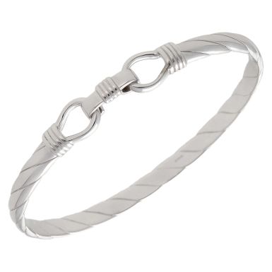 New Sterling Silver Solid Hookover Twist Bangle