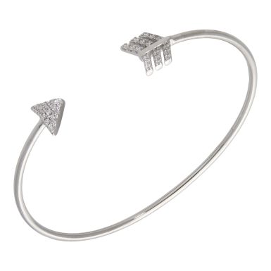 New Sterling Silver Cubic Zirconia Set Arrow Bangle