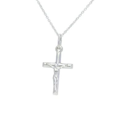 New Sterling Silver Crucifix Pendant & 18" Chain Necklace