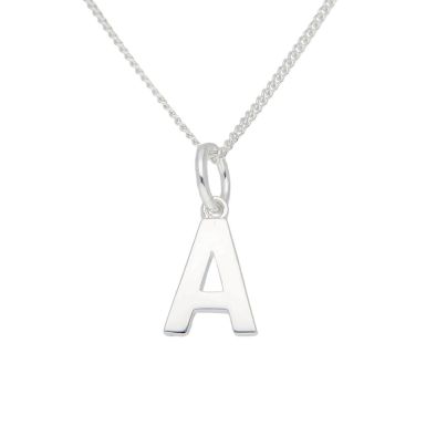 New Sterling Silver Initial A Pendant & 18" Chain Necklace