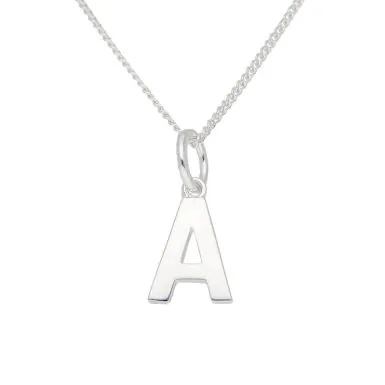 New Sterling Silver Initial A Pendant & 18" Chain Necklace