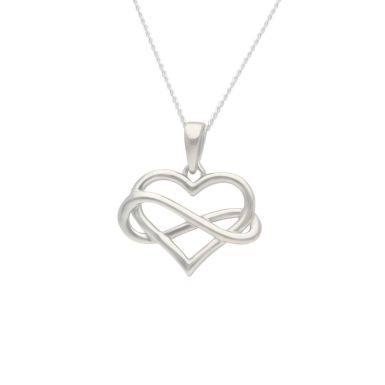 New Sterling Silver Infinity Heart Pendant & 18" Chain Necklace