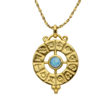New Gold Plated Silver Gemstone Set Zodiac Horoscope Necklace