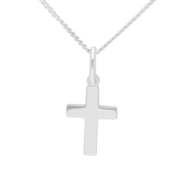 New Sterling Silver Tiny Cross & 16" Chain Necklace